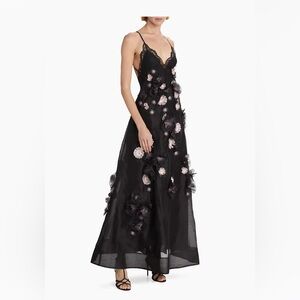 Zimmermann matchmaker daisy ship dress black floral appliqué gown sz au 1